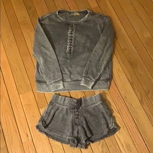 Vintage Havana lace up sweatshirt set